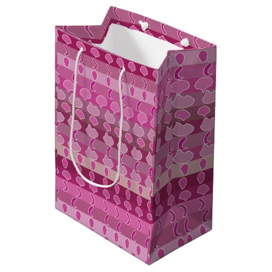 Roze Floral Stripe Medium Cadeauzakje (Voorkant Gekanteld)