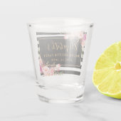Roze Floral Striped Bachelorette Party Gold Shot Glas (Achterkant)