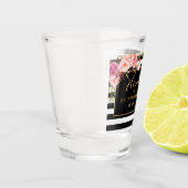 Roze Floral Striped Bachelorette Party Gold Shot Glas (Links)