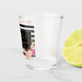 Roze Floral Striped Bachelorette Party Gold Shot Glas (Rechts)