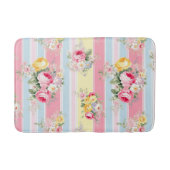 Roze Floral Striped Badmat (Voorkant)