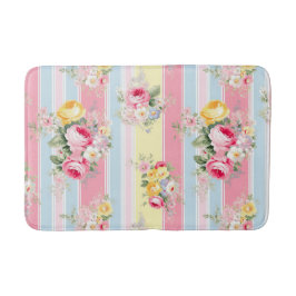 Roze Floral Striped Badmat