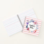 Roze Floral Striped Notitieboek (Binnen)