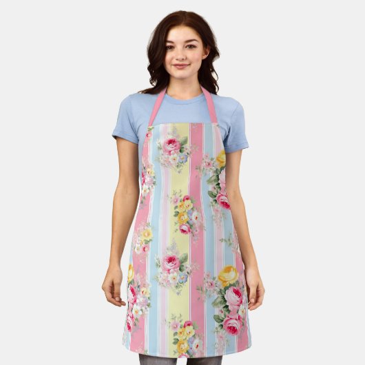 Roze Floral Striped Schort (Gedragen)