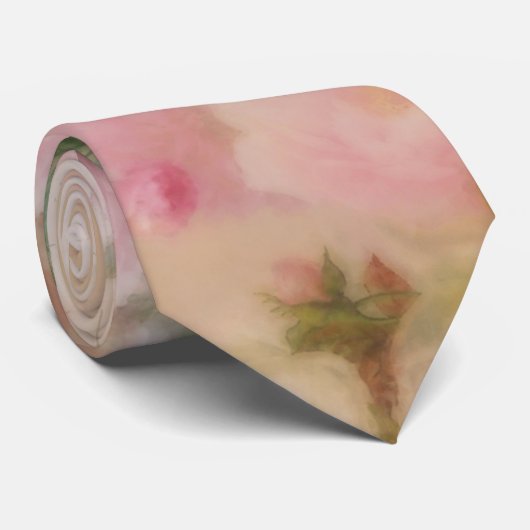  Roze Floral Stropdas (Opgerold)