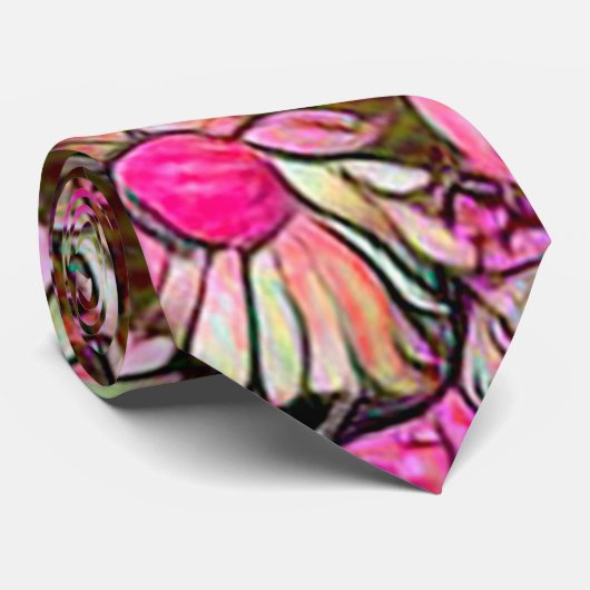 Roze Floral Stropdas (Opgerold)