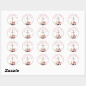 Roze Floral stuurt een gebeden religie Ronde Sticker (Vel)