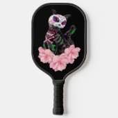 Roze Floral Sugar Skull Day of the Dead Cat Pickleball Paddle (Achterkant)