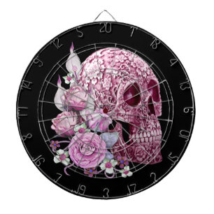 Roze Floral Sugar Skull Pink Flowers Dartbord