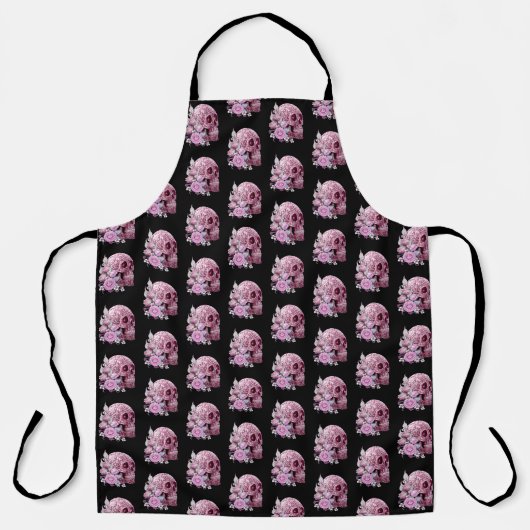Roze Floral Sugar Skull Pink Flowers Schort (Voorkant)