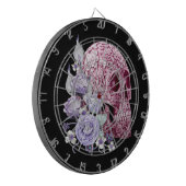 Roze Floral Sugar Skull Purple Flowers Dartbord (Voorkant Links)