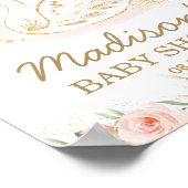 Roze Floral Swan Baby shower 1ste verjaardag Welko Poster (Hoek)