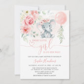 Roze Floral Sweet Little Girl Baby shower Kaart (Voorkant)