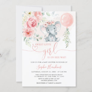 Roze Floral Sweet Little Girl Baby shower Kaart