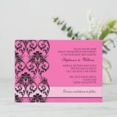 Roze  Floral Swirl Wedding Kaart (Staand voorkant)