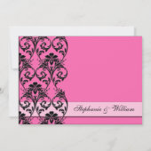 Roze  Floral Swirl Wedding Kaart (Achterkant)