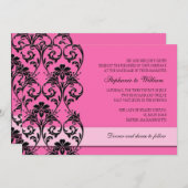 Roze  Floral Swirl Wedding Kaart (Voorkant / Achterkant)