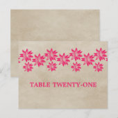 Roze Floral  tabelnummer Briefkaart (Voorkant / Achterkant)