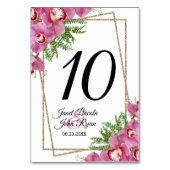 Roze Floral Table Number Kaart (Achterkant)