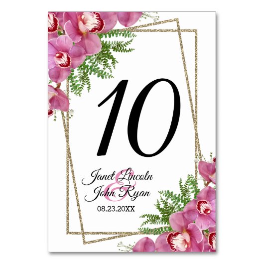 Roze Floral Table Number Kaart (Achterkant)