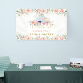 Roze Floral Tea Party Bridal Baby Birthday Welkom Spandoek (Beurs)