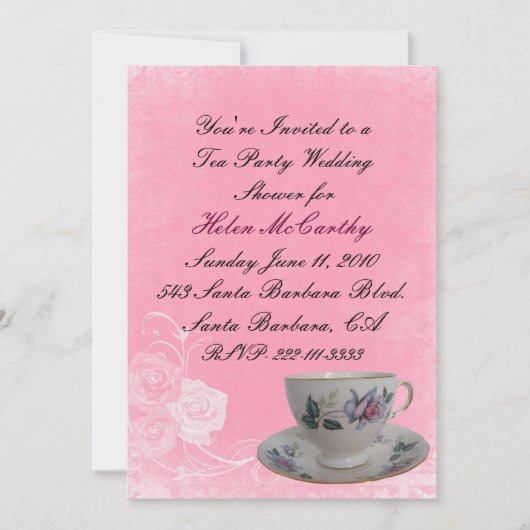 Roze Floral Tea Party Bridal Shower Kaart (Voorkant)