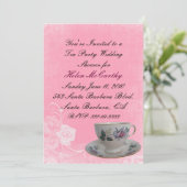 Roze Floral Tea Party Bridal Shower Kaart (Staand voorkant)