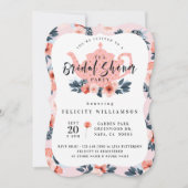 Roze Floral Tea Party Bridal Shower Kaart (Voorkant)
