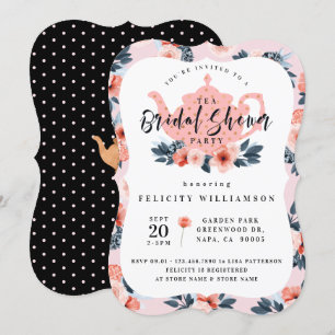 Roze Floral Tea Party Bridal Shower Kaart