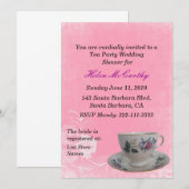 Roze Floral Tea Party Bridal Shower Kaart (Voorkant / Achterkant)