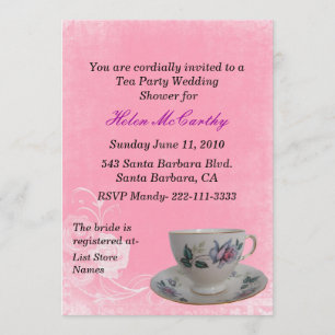 Roze Floral Tea Party Bridal Shower Kaart