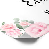 Roze Floral Teddy Bear Girl Baby shower Welkom Poster (Hoek)