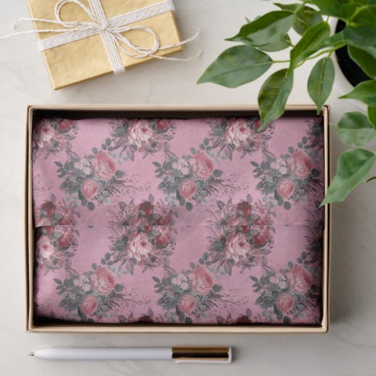Roze Floral Tissuepapier (Geschenk)