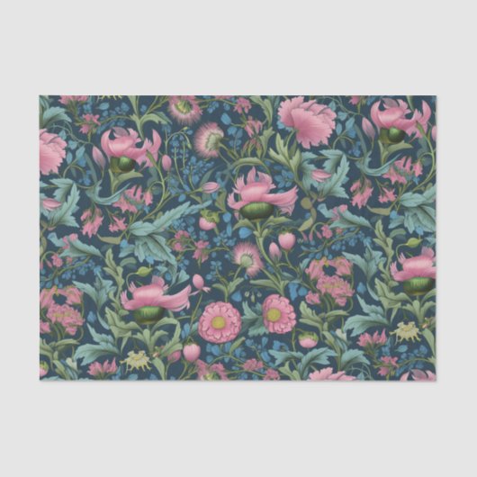  Roze Floral Tissuepapier (Voorkant)