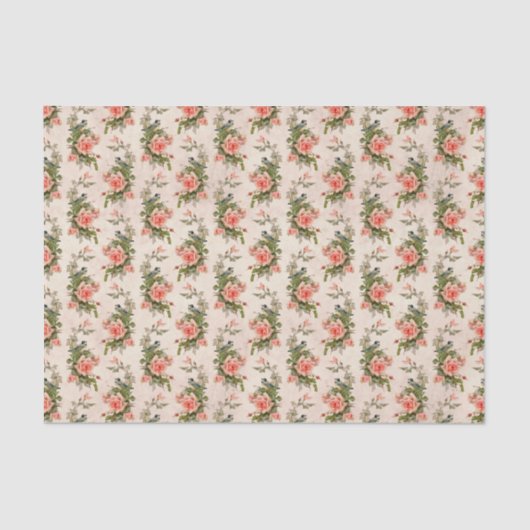  roze Floral Tissuepapier (Voorkant)