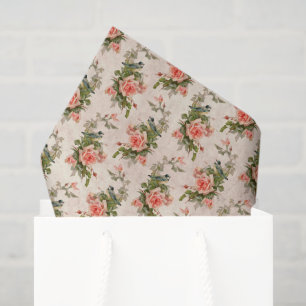  roze Floral Tissuepapier