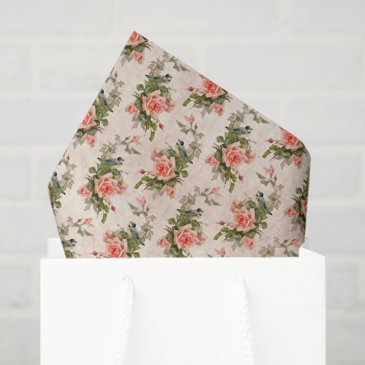  roze Floral Tissuepapier (Cadeauzakje)
