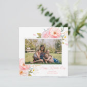 Roze Floral toevoegen Foto Moederdag Kaart (Staand voorkant)