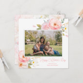 Roze Floral toevoegen Foto Moederdag Kaart (Voorkant / Achterkant in situ)