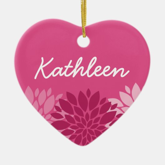  roze Floral Trio met naam Keramisch Ornament (Voorkant)