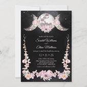 Roze Floral Triple Moon Goddess Magic Handfasting Kaart (Voorkant)