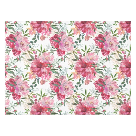 Roze Floral Tropisch Ontwerp Tablecloth Tafelkleed (Voorkant (Horizontaal))