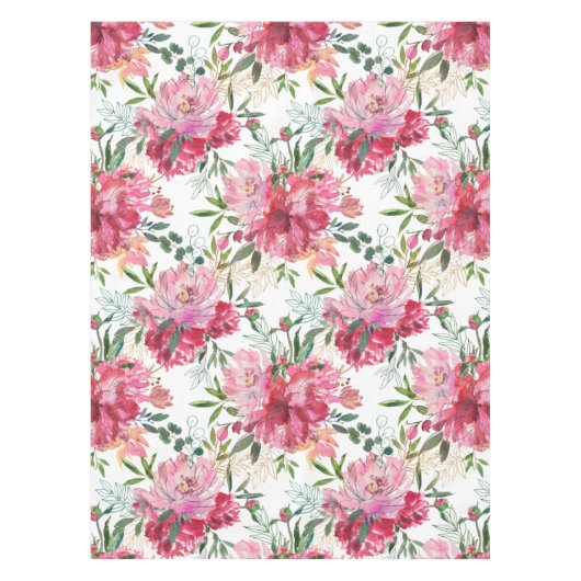 Roze Floral Tropisch Ontwerp Tablecloth Tafelkleed (Voorkant)