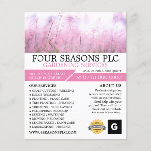 Roze Floral, tuinbouwdienst, tuinbouwkundige Flyer