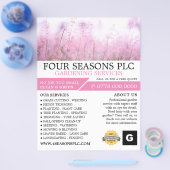 Roze Floral, tuinbouwdienst, tuinbouwkundige Flyer (Enkel)