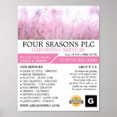 Roze Floral, tuinbouwdienst, tuinbouwkundige Poster (Voorkant)