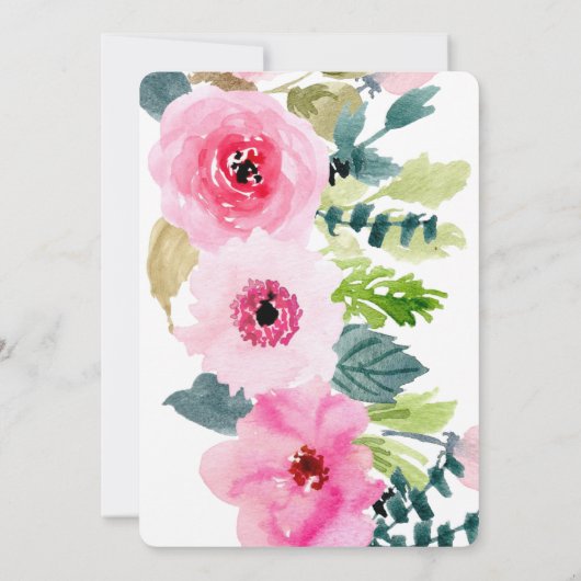 Roze Floral Twin Meisjes Baby shower Invitation Kaart (Achterkant)