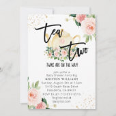 Roze Floral Twins Tea voor twee Baby showers Kaart (Voorkant)