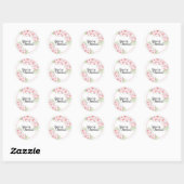 Roze Floral u wordt uitgenodigd Ronde Sticker (Vel)