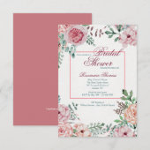 Roze Floral Uitnodiging (Voorkant / Achterkant)